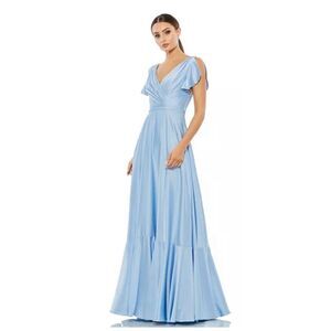 Ieena for Mac Duggal Flounce Short Sleeve Satin A Line Gown NWOT Size 12